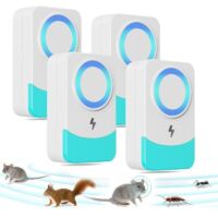 Lot de 4 répulsifs à ultrasons pour rongeurs, fréquence alternative de 60 Hz, ultrasons puissants pour souris et rats, usage polyvalent. Anti-rats, souris, fourmis, cafards