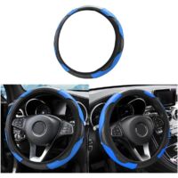 Car Steering Wheel Cover, Soft Microfiber Leather Steering Wheel Cover, Breathable Microfiber Leather Steering Wheel Cover, Non-slip Breathable Steering Wheel Cover for Sedan, Van, Truck, SUV (Blue)