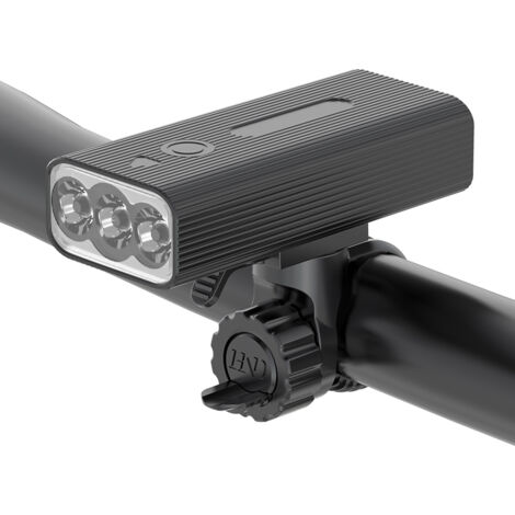 Lampe vélo avant 450 lumens 3 LED 18650 rechargeable 360° avec batterie 2400mAh pour VTT randonnée nocturne