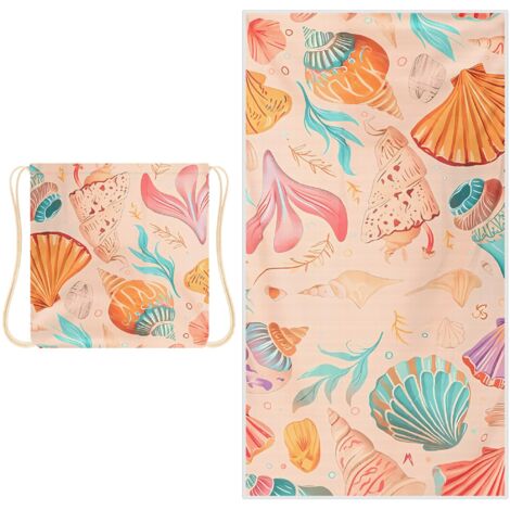 Serviette de plage à sac à dos 2 en 1 pliable : camping, yoga et voyage, serviette de bain imprimée avec rangement intégré