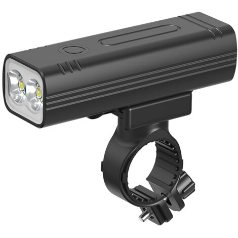 Lampe vélo avant 2 LED compacte avec batterie 2600mAh rechargeable USB 360 degres pour VTT velo randonnee
