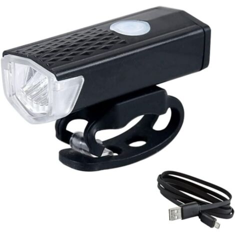 Phare 300 Lumens Rechargeable USB avec 3 Modes Feu Avant vélo Noir LED Étanche Lampe pour vélo