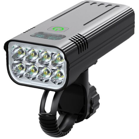 Lampe vélo avant 5200mAh avec affichage numérique batterie 360 degres puissante pour VTT velo electrique randonnee