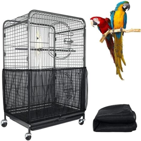 Housse de protection noire pour grande cage d'oiseaux avec cordon, filet anti-éclaboussures pour intérieur et extérieur 17x110cm (1/4)