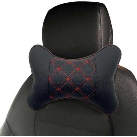 Coussin Appui Tête Voiture en Similicuir PU avec Rembourrage Coton Doux et Sangle Élastique pour Siège Auto et Bureau (1/5)