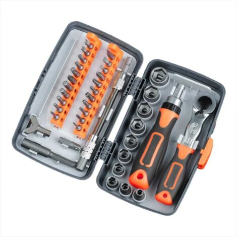 Jeu de tournevis à cliquet multifonction 38 en 1, trousse à outils manuelle professionnelle pour l'entretien domestique, l'électronique (1/5)