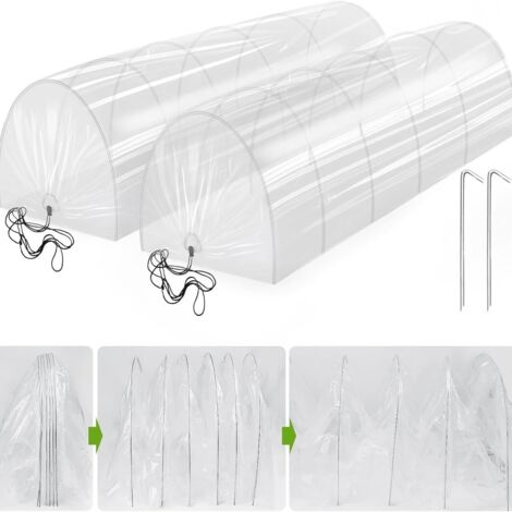 Serre tunnel de jardin avec arceaux et housse de protection, solution instantanée pour abriter les plantes des saisons froides