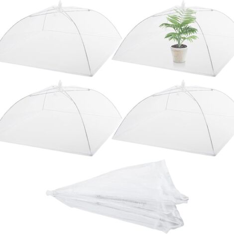 Cloche de protection pliable en filet blanc 36x36cm, design parapluie contre insectes pour fruits et fleurs (1/4)