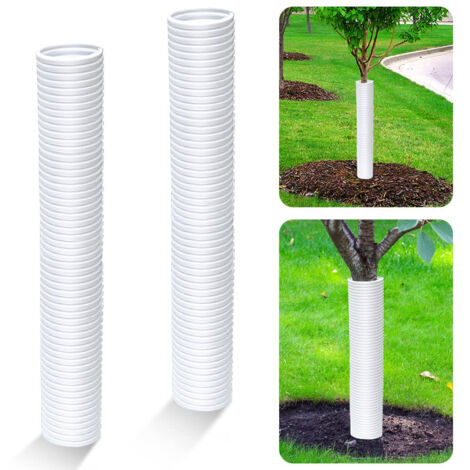 Lot de 2 manchons de protection blancs 5x40cm pour jeunes plants et fleurs, barrière contre rongeurs insectes et oiseaux (1/5)