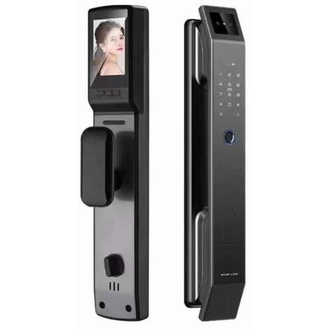 Serrure Intelligente Porte Entrée WiFi 3D avec Reconnaissance Faciale Caméra et Empreinte Digitale