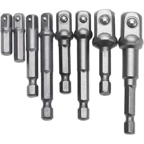 Jeu de 8 Extensions et Adaptateurs Magnétiques 1/4 3/8 et 1/2 Pouce pour Perceuse et Tournevis (1/5)