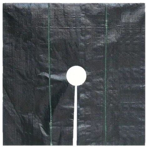 Toile de paillage PE noire 120x120cm anti-herbes respirante avec 8 sardines et capuchons, pour jardin verger et serre (1/4)
