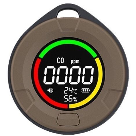 Détecteur de CO 3-en-1 Portable Mini pour Voyage avec Capteur Temp/Humidité, Alarme Visuelle, Lampe Torche et Dos Aimanté pour Tente Voiture Camping (1/4)