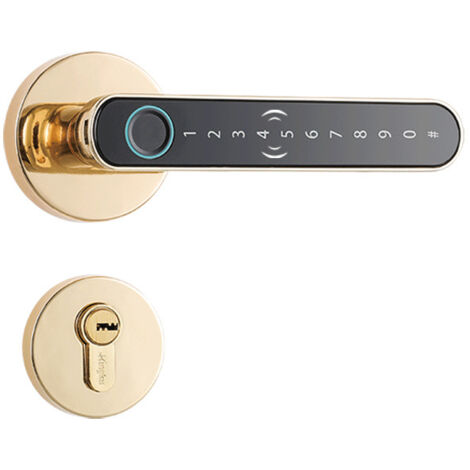 Serrure Intelligente pour Porte Intérieure avec Empreinte Code Bluetooth Clé Design Doré Silencieux (1/5)