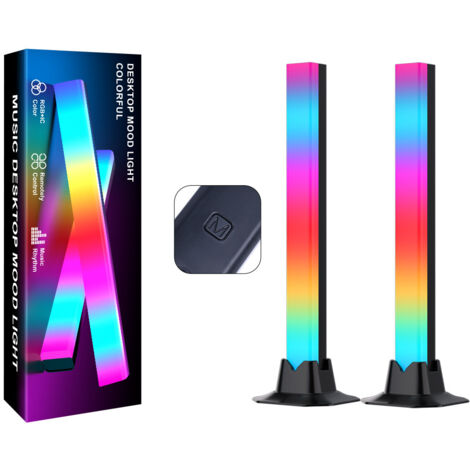 Pack de 2 lampes d'ambiance gaming avec synchronisation audio, contr么le Bluetooth et application pour effets lumineux RGB sur bureau (1/5)