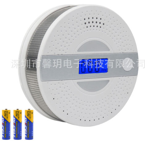 Détecteur Combiné 2-en-1 Fumée et Monoxyde de Carbone avec Alarme Sonore et Visuelle pour Maison