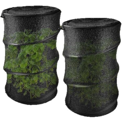 Pack de 2 cloches de protection rondes noires pop-up 33x50cm avec zip, barrière anti-insectes et oiseaux incluant 8 piquets
