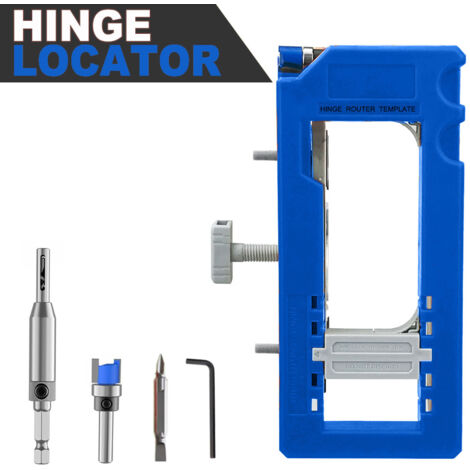 Gabarit de fraisage pour charnières de porte réglables bleues, outil de positionnement à centrage automatique pour charnières (1/5)