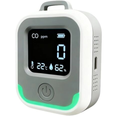 Détecteur 3-en-1 Portable CO Température Humidité avec Alarme pour Camping Tente Caravane