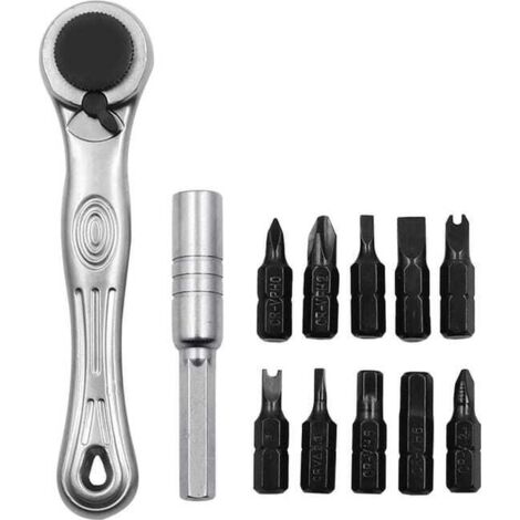 Kit Cliquet Compact 12 Pièces 1/4 Pouce avec 11 Embouts Magnétiques en Acier Allié pour Espaces Restreints (1/5)