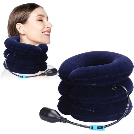 Collier Cervical Gonflable Traction Réglable 3 Chambres avec Pompe pour Soulagement Douleurs Nuque et Épaules (1/5)