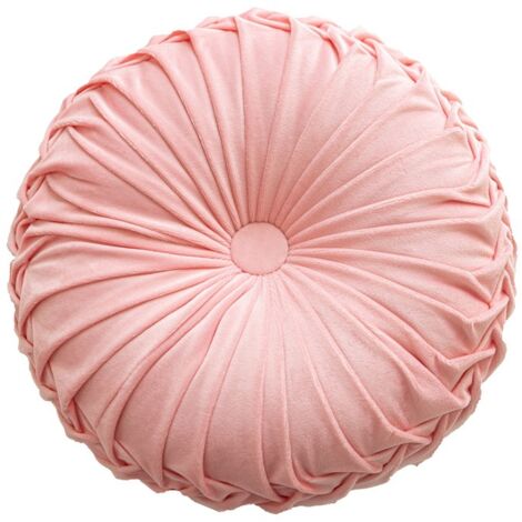 Coussin rond uni rose 35 cm, doux, forme roue, pour canapé, voiture et camping (1/5)