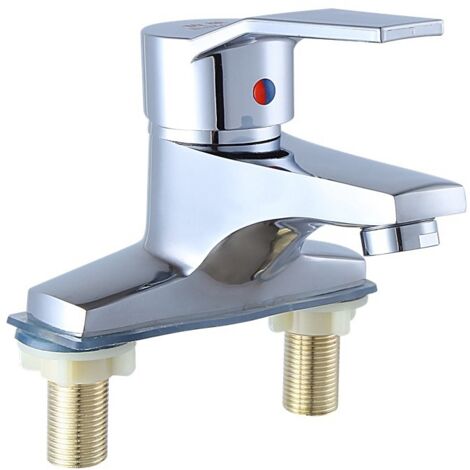 Robinet de lavabo en laiton, eau froide seule, pour salle de bain/buanderie – livré avec tuyau double embout 80cm (1/5)
