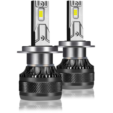 Ampoules Phare LED Auto H7 Haute Puissance, Puces CSP 300% Plus Lumineuses, 1:1 Plug & Play, 12V Universel, Lot de 2
