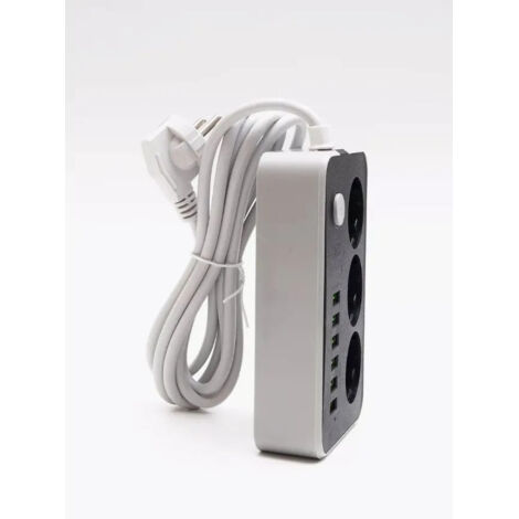 Multiprise à trois prises avec 6 ports USB et fonctionnalité de prise intelligente (1/5)