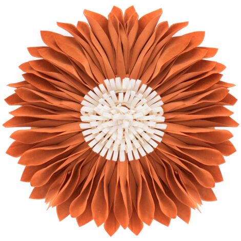 Housse de coussin en cuir orange, motifs marguerite et tournesol, 45cm, pour canapé et lit (1/5)