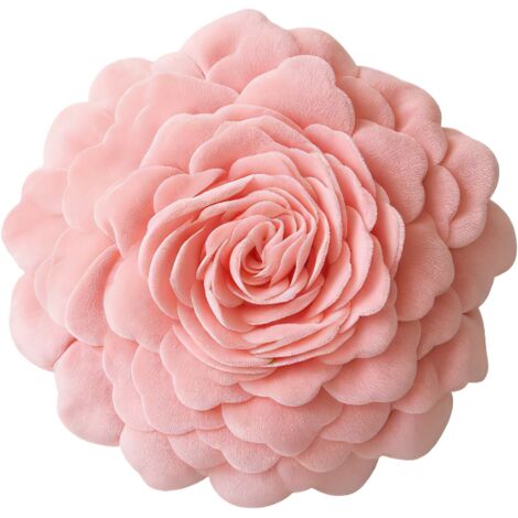 Housse de coussin rose clair style princesse, fleurs en tulle 3D, luxe européen INS 53×53cm, pour chambre et baie vitrée (1/5)