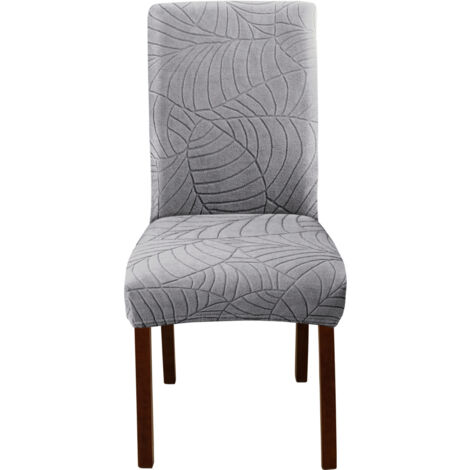 Housse de chaise à dossier moyen jacquard, universelle anti-poussière anti-salissure, gris clair, pour maison (1/5)