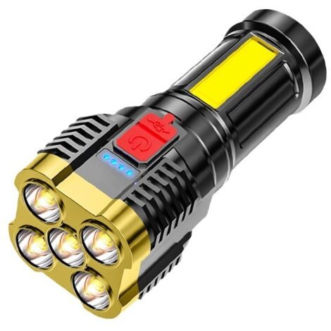 Lampe torche LED haute puissance, petite lampe de travail multifonctionnelle COB d'extérieur, mini lampe torche portable rechargeable par USB (1/5)