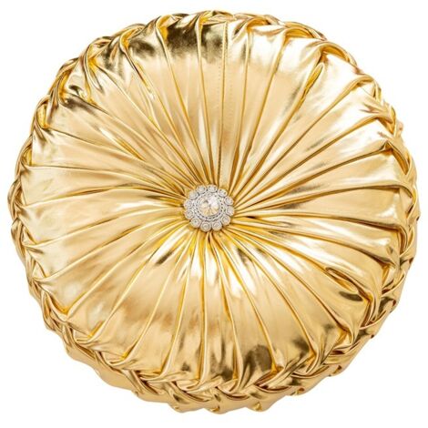 Housse de coussin rond brillant doré, forme roue et potiron 35cm, pour canapé, lit et baie vitrée (1/5)