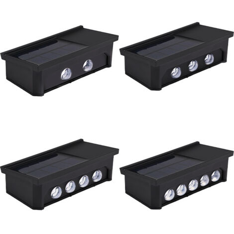 Lampe Murale Solaire 10LED Lave-Mur, Lumière Chaude Haut-Bas, Étanche IP65, Éclairage Jardin Villa Extérieur (1/4)