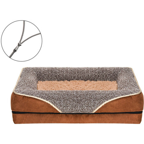 Coussin de lit pour chien et chat 100×60×16cm, lavable amovible, toutes saisons, marron foncé (1/5)