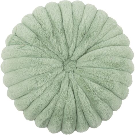 Housse de coussin ronde potiron tie-dye rayé, imitation fourrure de lapin, vert clair 35cm, pour canapé et lit