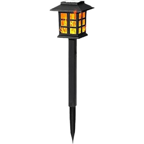 Lampe Solaire 10LED Effet Flamme Jardin, Capteur Auto, Étanche, Lot de 2, Terrasse Villa (1/5)