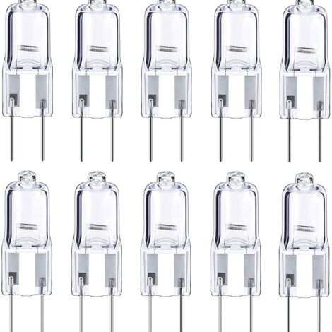 Lot de 10 Ampoules Halogène G6.35 12V 50W, Blanc Chaud 2700K, Quartz Clair pour Lustre en Cristal et Spot
