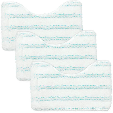 Lot de 3 lingettes nettoyantes pour vitres en microfibre blanc & vert (20×13cm), coussinets de rechange compatibles avec balais Leifheit (1/5)