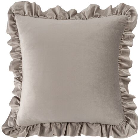 Housse de coussin en velours néerlandais avec volants, style européen, gris argenté 45×45cm (1/5)