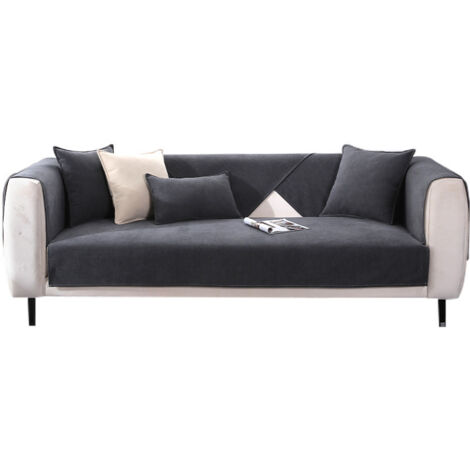 Housse de Canapé en Chenille 70x180cm, Protège-Canapé Antidérapant Toutes Saisons, Couverture de Canapé Gris Moderne (1/5)
