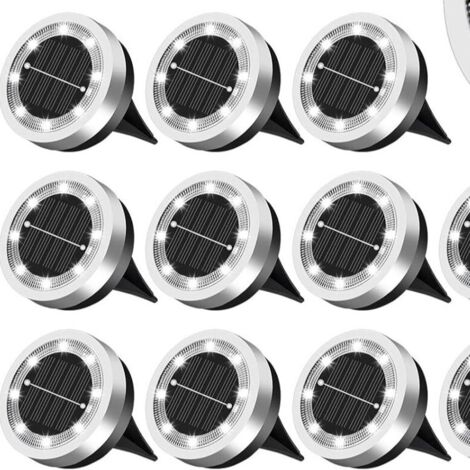 Nouvelles Lampes Solaire Encastrables, Lot de 9 Lumière Blanche, Acier Inoxydable, Éclairage Jardin Chemin (1/5)