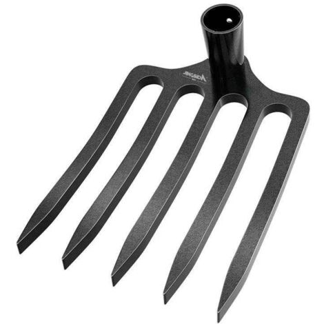 Nouvelle version râteau à retourner la terre à 5 dents robuste - Cultivateur de jardin en acier au manganèse extra-épais pour l'assolement de nouvelles terres (1/5)