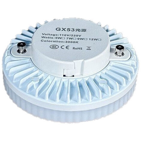 Ampoule LED GX53 pour Placard 12W 110V/220V, 3 Couleurs Réglables, Radiateur Aluminium Moulé, Alimentation Constante, Sans Zone Sombre (1/4)