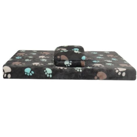Lot de 2 coussins pour chiens en mousse mémoire œuf, épais, noir 75×50×5.5cm, pour cages et lits (1/5)