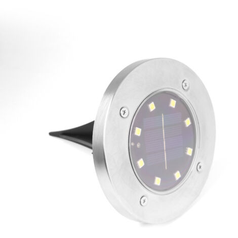 Lampe Solaire Encastrable Sol 8LED Inox, Lumière Chaude, Étanche, Éclairage Pelouse Jardin Extérieur (1/4)