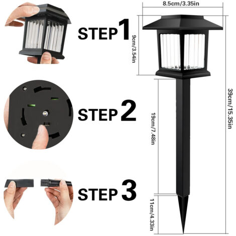 Nouvelle Lampe Solaire LED Jardin Chemin, Style Maison, Lumière Chaude, Étanche, Lampe Pelouse Extérieure (1/5)