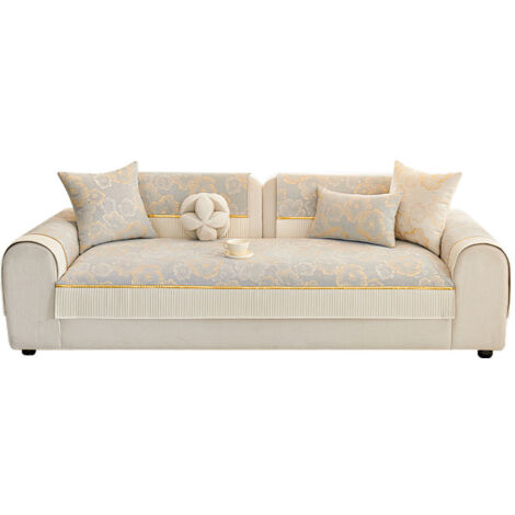 Housse de Canapé Luxe à Fleurs 90x180cm, Protège-Canapé Antidérapant Toutes Saisons, Housse Résistante aux Griffes pour Canapés en Cuir