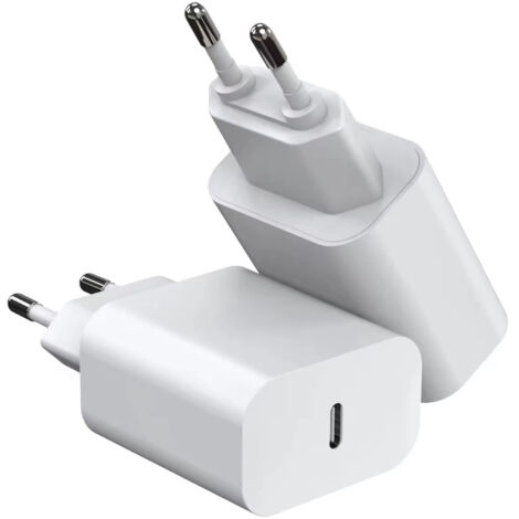 EU Chargeur Rapide 20W avec Câble C to Lightning de 1M pour iPhone, Adaptateur de Charge Prise EU USB A+C